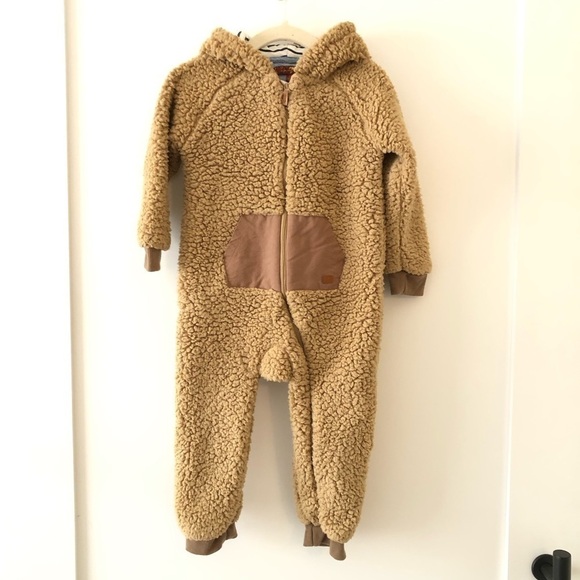 7 For All Mankind Baby Brown Sherpa Jumpsuit 24M - Picture 1 of 9